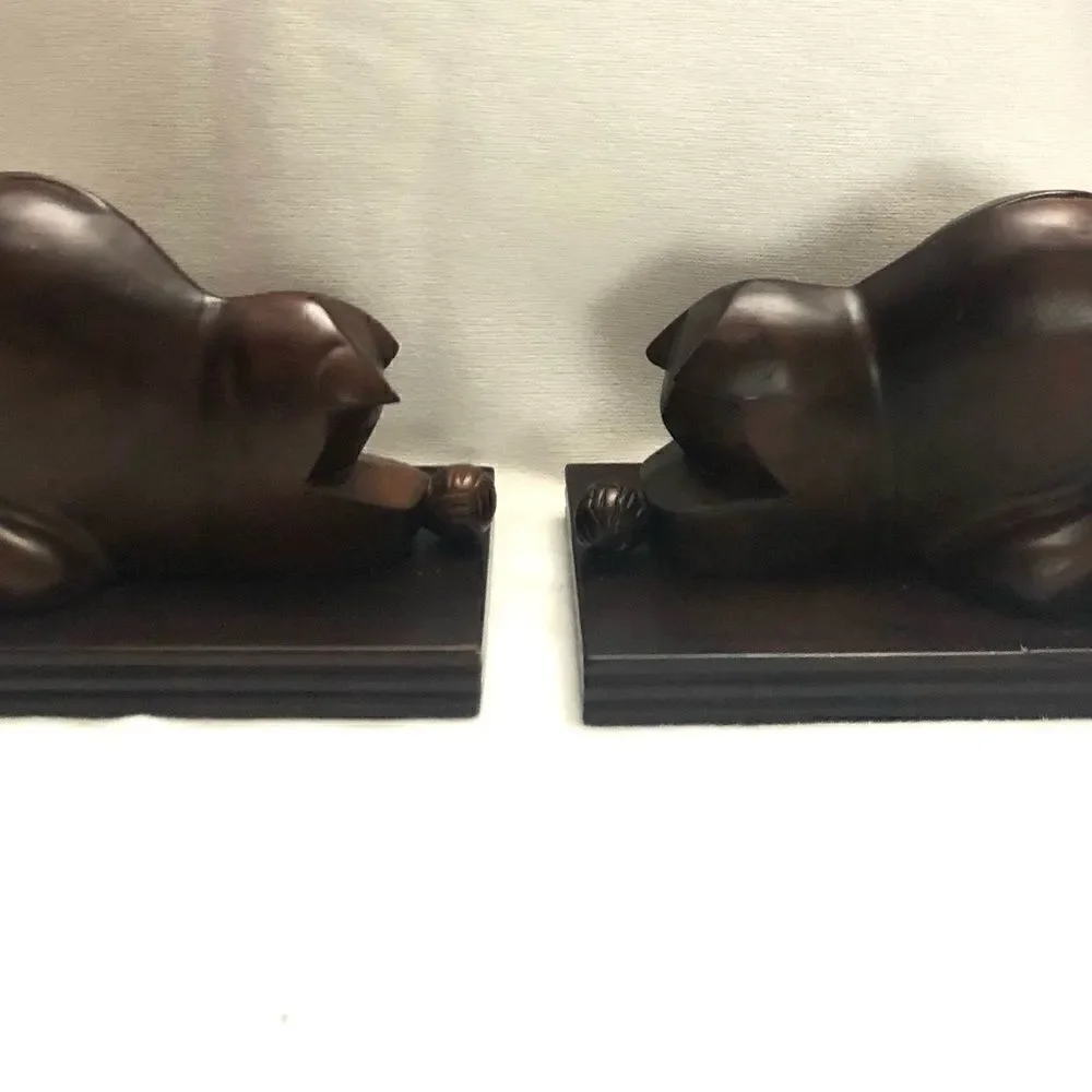 Selamat designs mahogany wood cats bookends